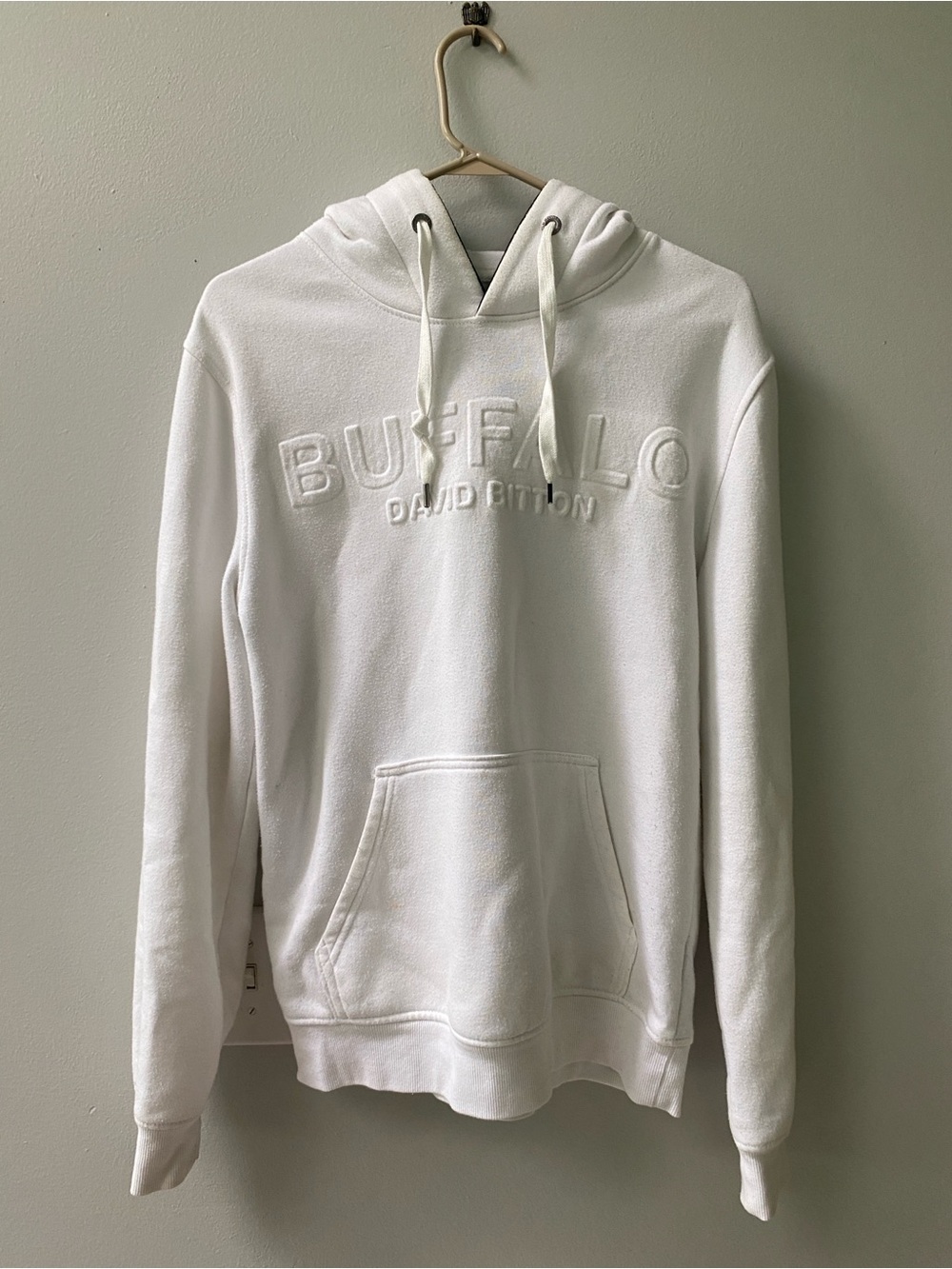 Buffalo David Bitton White Embossed Logo Hoodie